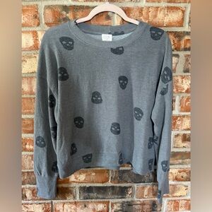 Pink Rose Gray Skull Pattern Women's Top